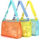 Tagitary Beach Toy Mesh Beach Shell Bags for Kids, Sand Toys Kids Beach Essential Treasure Bag Swimming Pool Bag Beach Gift for Boys and Girls(Only Bags,A Set of 3)