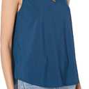 Star Vixen Women's Sleeveless V Neck Top with Button Detail (Medium Petite, Teal)