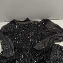 Long Sleeve All Over Sequin Club Party Dress, Black, Size XL