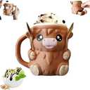 2 Pack Ice Cream Pint Holder, Highland Cow Ice Cream Holder, with 1 spoon, Gift for cream Lovers