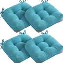 MAGIC ELEPHANT Chair Cushions for Dining Chairs, Memory Foam Kitchen Chair Cushions Set of 4, Non-Slip Thick Dining Room Chair Pads Seat Cushions, 15.5" x 15.5" x 4" (Aqua Blue)