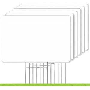 Blank Yard Signs with Stakes, GRS Certified 6 Pack 17x12 Inches Corrugated Plastic Lawn Signs Sheets, Double Sided Custom Sign for Home Front Door Outdoor, for Sale, Garage Sale, Yard Sale