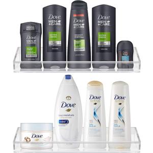 Sorbus Acrylic Bathroom Shelves Floating Display Acrylic Shelves, Clear Shower Caddy Shelf Storage for Bath Vanity, Kitchen, Bookshelf, Spice Rack Wall Mounted, No Drill Adhesive - 2 Pack Transparent