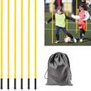 6 Pcs 5FT Agility Training Poles for Soccer,Basketball,Football,Dog,Horse Training-Adjustable Speed and Agility Training Equipment Sports Training Sticks with Ground Spring Nails and Storage Bag