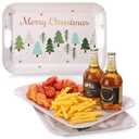 Yousoontic 3 Pcs Christmas Melamine Serving Trays with Handles, 16 x 11 Inch Rectangular Christmas Tree Platters, Reusable Holiday Serving Dishes for Food Holiday Hosting