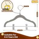 Flottian 36-Pack Baby and Kids Velvet Hangers with Clips, Non Slip and Space-Saving Kids Pants Hangers for Baby/Toddler Pants, Skirts, Coats, Gray