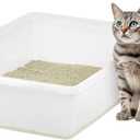 IRIS USA Large Open Top Cat Litter Box, Kitty Litter Pan, Pearl