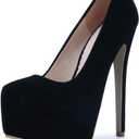 OCHENTA Women's Hidden Platform Stiletto High Heels Slip On Pumps (6, Velvet Black)