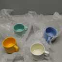 SHOWFULL Stackable Coffee Mugs Set of 4, 7 OZ Ceramics Espresso Cups for Latte Cappuccino Cocoa with Handle, Colorful