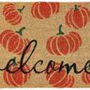 KANKUN Halloween Coco Coir Door Mat with Heavy Duty Backing, Welcome Doormat (17" x 30"), Doormat Entrance (Halloween1 - Welcome)