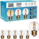 6 Pack G50 E26 Globe LED Light Bulbs Non-Dimmable, G16.5 Small Round Edison Bulb Equivalent 25W 40W Soft Warm White Light 2700K Clear Glass LED Filament Chandelier Ceiling Fan Replacement Bulbs