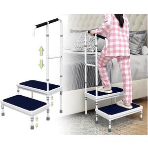 Bed Steps for High Beds for Adults Step Stool for Bedside Foot Stepping with Handle Elderly Senior Aids Daily Living Heavy Duty Adjustable Platform Steps for Kitchen, Car, Bathtub (Stool - 21.6)