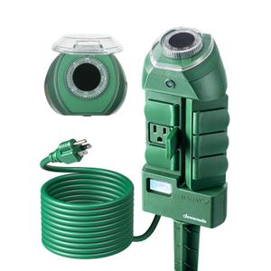 DEWENWILS Outdoor Power Strip Timer with Photocell, Weatherproof Countdown Light Control, 6 Outlets 10ft Cord Dusk to Dawn Outdoor Timer for Lights, Yard, 1875W/15A UL Listed