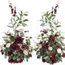 Ling's Moment 41" Tall Fall Free Standing Artificial Flowers Arrangements 2pcs Wedding Arch Altar Stage Decorations Romantic Marsala For Ceremony Reception Rose Floral Party Outdoor Centerpieces Decor