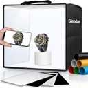 Glendan Light Box Photography, 10"x10" Photo Box with 88 High Color Rendering Index LED Lights, 6 Color PVC Backdrops, 4 Reflection Boards and 1 Diffuser for Jewelry and Small Item Product Photography (10*10 Inch)
