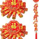 Yexiya 2 Pcs Chinese New Year Hanging Decorations Large Firecracker Decor Traditional Red Lucky Oriental Pendant Ornaments for Spring Festival Lunar New Year