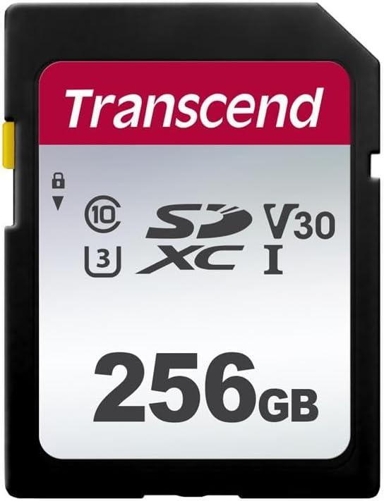 Transcend SDC300S 256GB SDXC SD Card, UHS-I U3 V30, 4K UHD & Full HD for DSLR Cameras/Digital Cameras/Trail Cameras/Camcorder, Up to 100MB/s, Class 10 High-Speed Memory Card