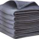 QUILTINA Dish Towels Set,100% Cotton Waffle Weave Kitchen Towels 6 Pack,17 x 25 Inches Dish Towels for Kitchen,Super Absorbent for Drying and Cleaning (Gray)