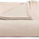Tommy Hilfiger - King Cotton Blanket, Textured Pique Weave Bedding, Medium Weight Soft Blanket, Anti-Pilling & Fade Resistant, Ideal for Layering, Oeko-TEX Certified (Beige)