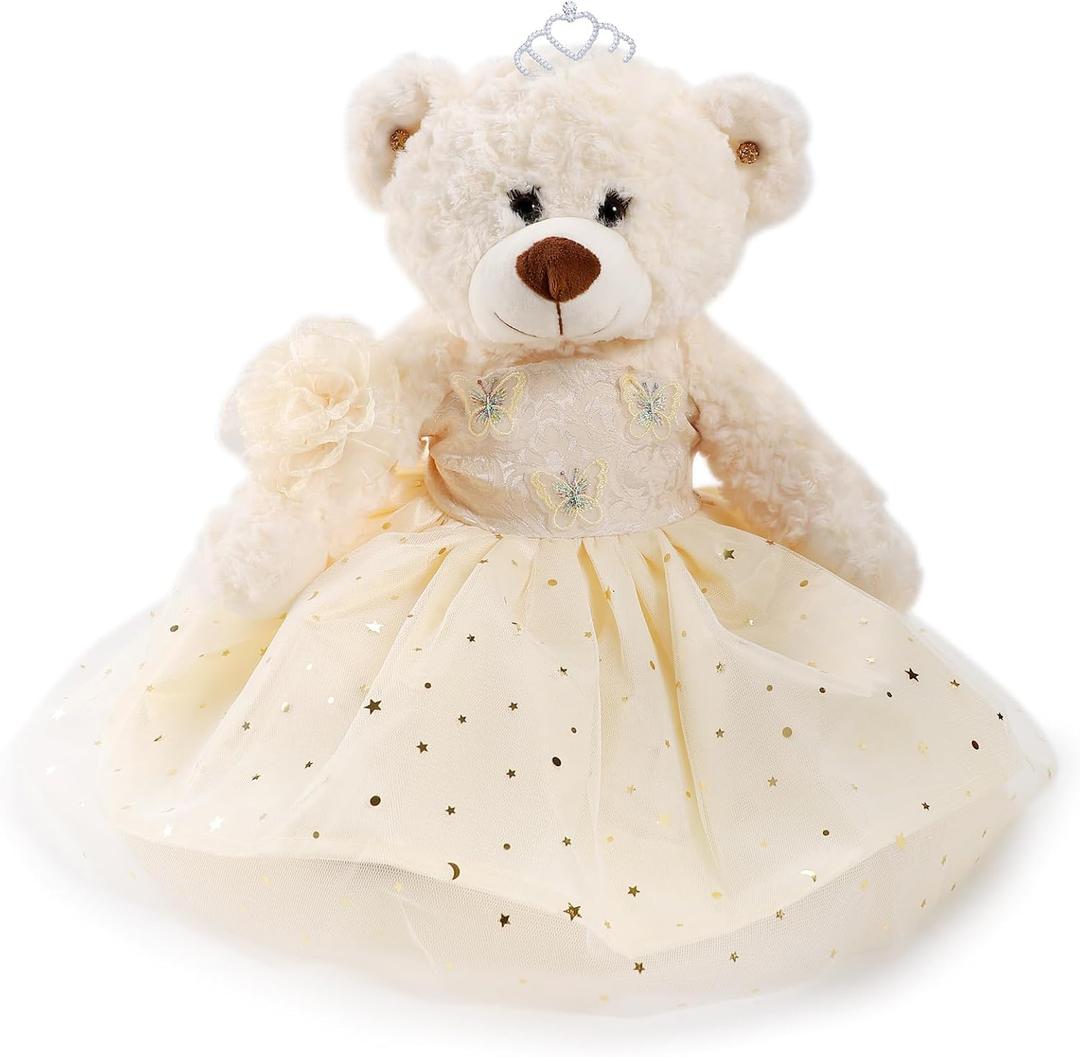 Cisina Quinceanera Doll Quince Teddy Bear with Dress,Quinceanera Decorations for Girls Gifts,OSO De Peluche para 15 Aos Con Vestido,Centro De Mesa Muecas para 15 Aos Quinceaeras-Champane