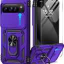 Taisairu for Google Pixel 10 Case/ Pixel 10 Pro Case with Screen Protector & Slide Camera Lens Cover, Built-in Ring Stand Protective Phone Case for Pixel 10 Case/ Google Pixel 10 Pro Case (Purple)