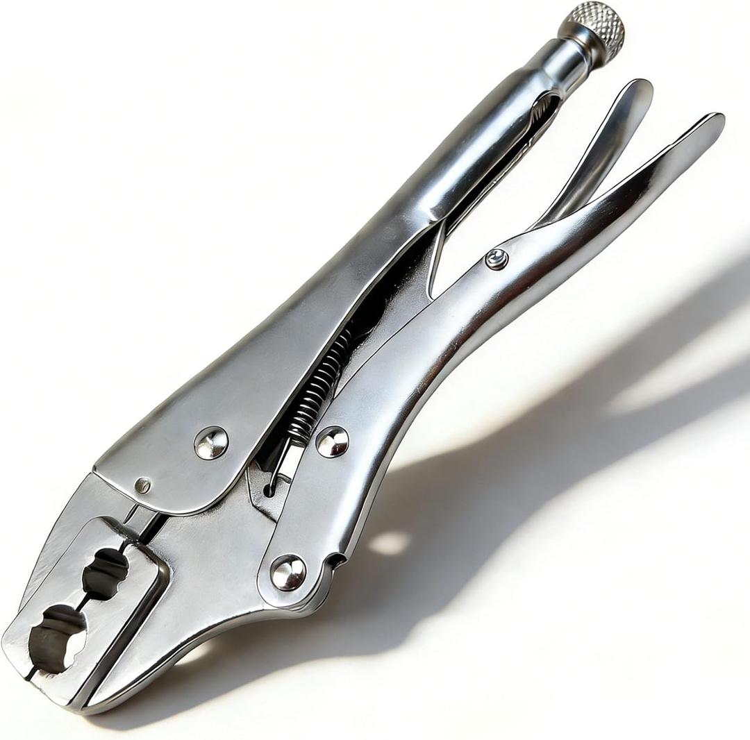 V-Grip Type Hose Crimper Tool, 2 Opening 2 Dies for 1/4 In And 3/16 In Hose, Hose Ferrule Crimping Tool, Hose Fitting Crimper, Air Hose Repair Kit for Torch Hose/Air Hose Etc