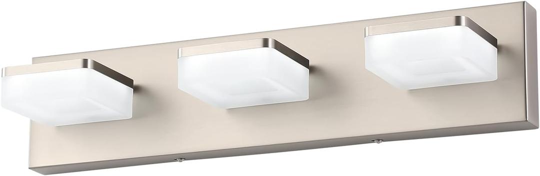 Brushed Nickel Vanity Lights for Bathroom - 3 Light Vanity Light Fixture - Dimmable LED Wall Sconces - Daylight 5500K - Elegant Bath Light Fixtures for Over Mirror