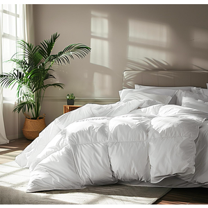Serta Goose Feather Down Fiber Cotton Comforter Queen Size - 100% Cotton Duvet Insert - Hotel Luxury Hypoallergenic Bedding Comforter Extra Warmth 90 x 90 Inch White