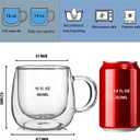 Double Wall Glass Coffee Mugs 16oz Set of 2 Insulated Clear Tea Cups with Handle, Perfect for Espresso, Latte and Cappuccinos