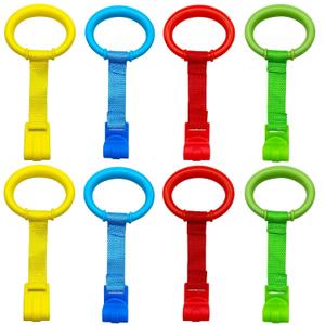 codree 8PCS 4 Colors Baby Playpen Pull up Rings- Baby Crib Pull up Rings- Baby Walking Exercises Assistant Rings- Baby Bed Stand Up Rings Baby Cot Hanging Rings for Infant Baby Toddler