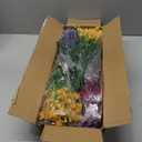 Hananona 24 Pcs Artificial Flowers Outdoor, Faux Artificial Plants UV Resistant Plastic Flower Bulk for Hanging Planter Porch Window Home Wedding Fall Summer Decor (24, Fuchsia, Purple, Yellow, Green)