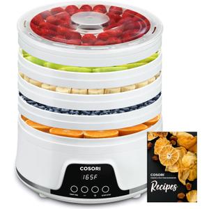 COSORI Food Dehydrator Machine for Jerky, 5 Trays with 165F Temperature Control and 48H Timer, 350W Dryer for Fruit, Herbs, Meat, Veggies and Dog Treats, 50-Recipes Book Included (White)