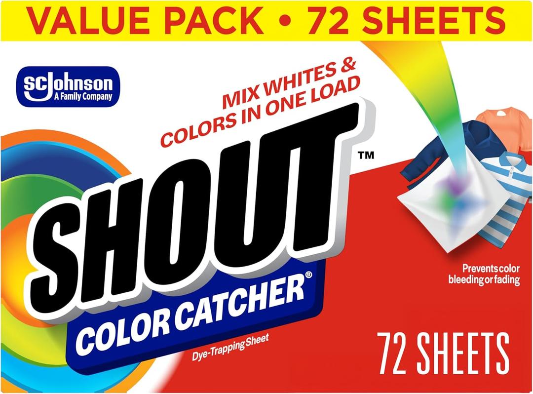 Shout Color Catchers for Laundry, Allow Mixed Washes, Prevents Color Runs and Maintains Original Clothing, 72 Count