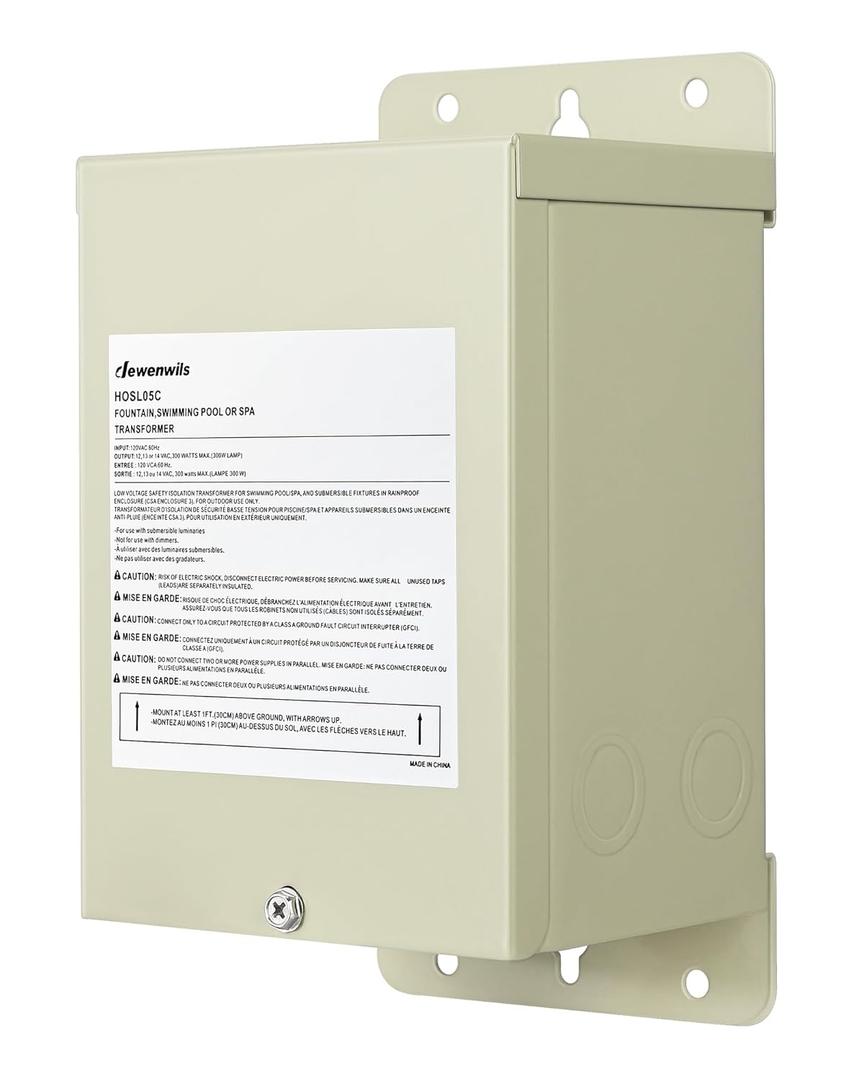 DEWENWILS 300W Low Voltage Pool Light Transformer, 120V AC to 12V/13V/14V AC, Multi-tap Safety Transformer for Pool Lighting, Spa, Underwater Fountain Lights, Outdoor Landscape Lights