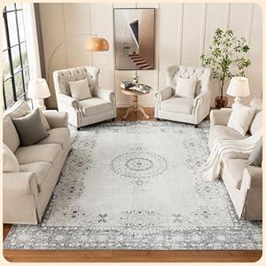 Istana 9x12 Foldable Area Rugs - Grey/ Gold, Stain Resistant and Washable - Eco-Friendly for Living Room and Bedroom