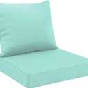 All Smiles Outdoor Chair Cushions for Patio Furniture Set of 24x24 Inch for Deep Seat Waterproof Fade Resistant Replacement Cushions with Removable Cover for Yard Garden Deck,Aqua Turquoise Teal