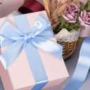 5 x 1 1/2 Inch Sky Blue Solid Satin Ribbon, 50 Yards Craft Fabric Ribbon for Gift Wrapping Floral Bouquets Wedding Party Decoration