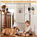 Baby Gate for Stairs, 29.7-43" Auto Close Dog Gate for Doorways & Hallways, Pressure Mounted Pet Gate with Walk Thru Door, Easy Install Safety Gate for Children & Pets, No Drilling, Dual-Lock Design