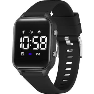 L LAVAREDO Kids Digital Watches for Boys Girls,Waterproof Sport Watch with Pedometer Stopwatch Vibration Alarm for Ages 5-13,No App Fitness Tracker Watch for Kids Teens Birthday Christmas Gifts,  01-Black