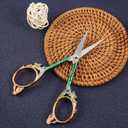 4 x Premium Small Craft Scissors with Beautiful Butterfly Decos - Comfortable Handles and Sharp Tips for Crochet, Embroidery, and Sewing - Includes Protective Cover (Green Rose Gold)