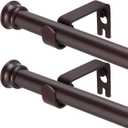 Curtain Rods 2 Pack 5/8 inch Brown Curtain Rods for Windows 30 to 45 Inch with Brackets Easy to Install for Bedroom Living room Kitchen
