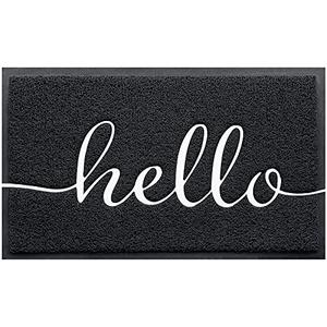 BeneathYourFeet Door Mat (36"x24",Black) Welcome Mat Low Profile Front Doormat Indoor Outdoor Door Non Slip Rugs for Entryway, Patio, High Traffic Areas