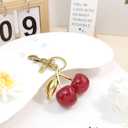 Cherry Keychain Bag Charm with Letter Tag for Women - Cute Purse Accessories Keychains for Handbags, Christmas Gifts