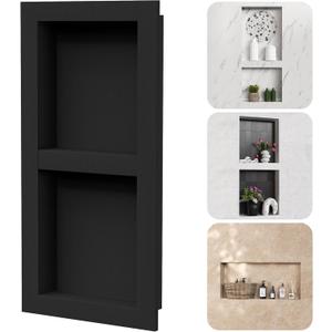 2-Tier XPS Shower Niche,Interior 12"X28" Bathroom Wall Niche, Waterproof Recessed Wall Cabinet for Shower Wall,Storage Cubby Ready to Tile