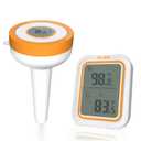 XY-WQ Digital Floating Pool Thermometer - Easy Read, Wireless Remote Pool Thermometer for Swimming Pool, Hot Tub, and Koi Ponds (XY-P01W, Orange, Easily Spot It)