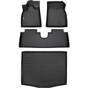 Binmotor-Floor Mats & Cargo Liner Set for Ford Mustang Mach E 2021-2025, All Weather Car Floor Mat for Ford Mustang Mach E, Mats TPE Car Liners Mustang Mach E Trunk Liner Accessories