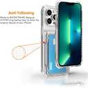 Wallet Case for iPhone 14 Pro with 3 Credit Card Holder Slot Shockproof Hybrid Heavy Duty Protection Transparent Phone Cover (Clear)