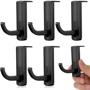 Angoily Headphone Stand Hanger for Monitor Desk Mount Adhesive Headset Holder Organizer for Over-Ear Gaming Headphones Compact 3.14X2.36X1.18 Inch Black Plastic Includes 5 Pieces