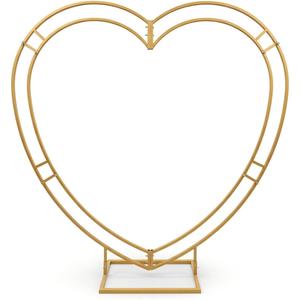 Metal Wedding Arches Heart Shaped Arch Frame Frame for Indoor/Outdoor Birthday Party Decoration (Color: Gold)
