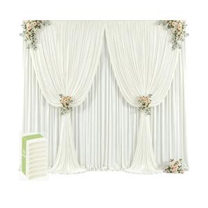60×12ft Wrinkle Free Ivory Backdrop Curtain for Wedding Parties, 12 Panels 5×12ft Long Soft Silky Polyester Backdrop Drapes Cream Photo Back Drop Curtains for Party Photography Background Cloth